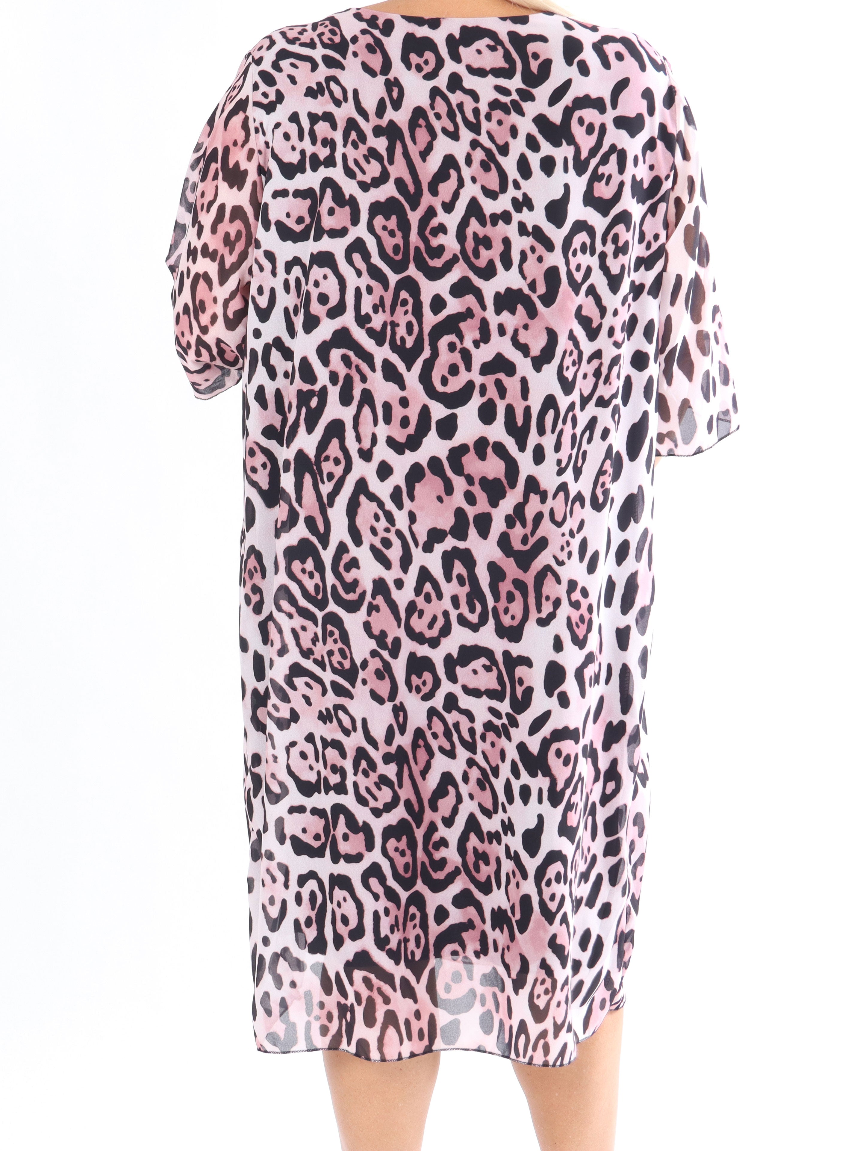 Zion Leo - Plisseret kjole med leopardprint